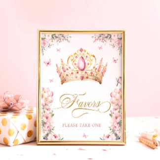 Roze Goud Prinses Kroongunsten Baby shower Poster