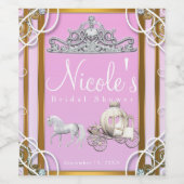 Roze Goud Prinses Kroonwagen Sprookje Wijn Etiket (Enkel label)