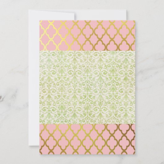 Roze & Goud Prinses Meisje Verjaardag Uitnodiging (Achterkant)