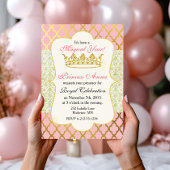 Roze & Goud Prinses Meisje Verjaardag Uitnodiging