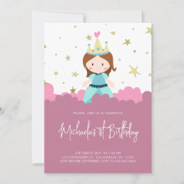 Roze Goud Prinses Meisje Verjaardagsfeestje Kaart