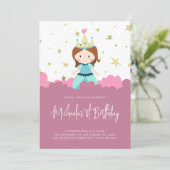 Roze Goud Prinses Meisje Verjaardagsfeestje Kaart (Staand voorkant)