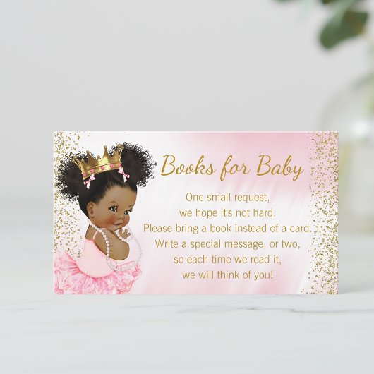 Roze Goud Prinses Tutu Baby shower Bring Book Informatiekaartje