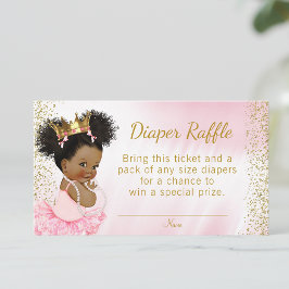 Roze Goud Prinses Tutu Baby shower Luier Raffle Informatiekaartje