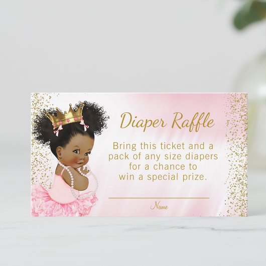 Roze Goud Prinses Tutu Baby shower Luier Raffle Informatiekaartje
