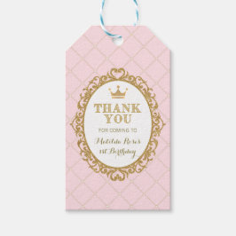 Roze Goud Prinses Verjaardagsfeestje Favor Cadeau Cadeaulabel