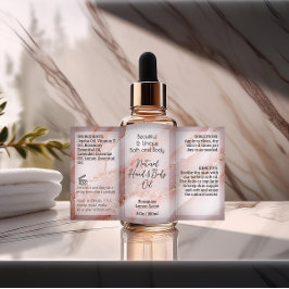 Roze Goud Product Label 4oz Oliedruppelaar of Fles