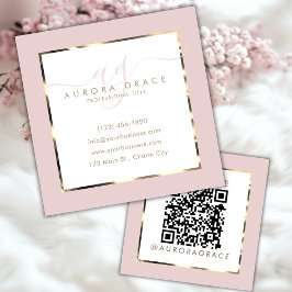 Roze & Goud Professioneel Prestige Vierkante Visitekaartje