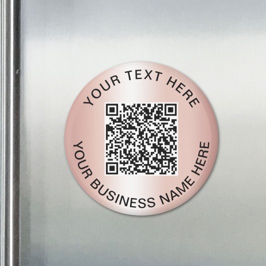Roze Goud QR Code Zakelijke Promo Magneet