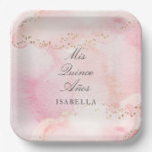 Roze + Goud Quinceañera Mis Quince Años Papieren Bordje (Voorkant)