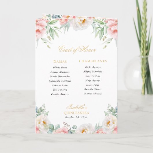 Roze Goud Quinceanera Prinses Padrinos Evenement Programma (Achterkant)
