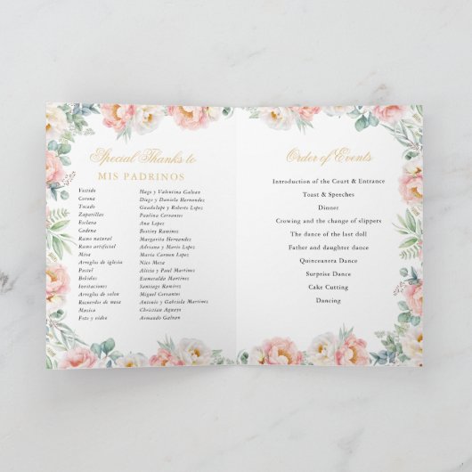 Roze Goud Quinceanera Prinses Padrinos Evenement Programma (Binnen)