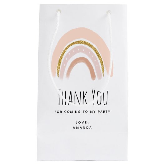 Roze & Goud Regenboog Boho Verjaardag Bedankt Klein Cadeauzakje (Voorkant)