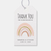 Roze & Goud Regenboog Elegant Boho Bruiloft Cadeaulabel (Voorkant)