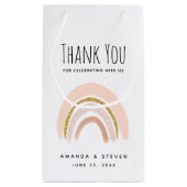 Roze & Goud Regenboog Elegant Boho Bruiloft Klein Cadeauzakje (Achterkant)