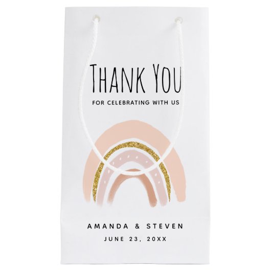 Roze & Goud Regenboog Elegant Boho Bruiloft Klein Cadeauzakje (Voorkant)