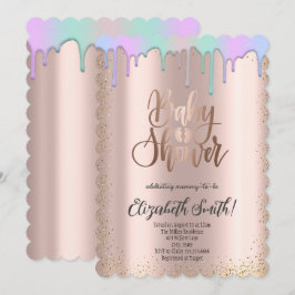 Roze goud, regenboogkleurige sterren Baby Shower Kaart