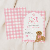 Roze Goud Retriever Eén Gouden Jaar verjaardag Kaart