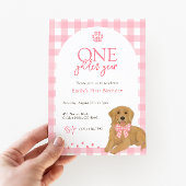 Roze Goud Retriever Eén Gouden Jaar verjaardag Kaart