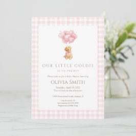Roze Goud Retriever Puppy Baby Shower Kaart