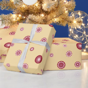 Roze Goud Rode Stippen Beige Geometrische Cirkel Cadeaupapier