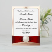 Roze Goud_Rood_Blauw_Parel Lint_Ceremonie/Receptie Folie Uitnodiging (Staand Voorkant)