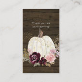 Roze Goud Rood Bloemen Rustieke Houten Luier Raffl Visitekaartje (Achterkant)