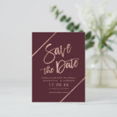 Roze goud rood burgundy  script  save the date aankondigingskaart (Staand voorkant)