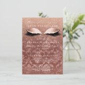 Roze Goud Roos Damask Eyes Glitter 16e bruids Kaart (Staand voorkant)