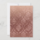 Roze Goud Roos Damask Eyes Glitter 16e bruids Kaart (Achterkant)