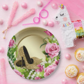 Roze Goud Roos Hoge Hak Schoen Parel Verjaardagsfe Papieren Bordje (Feest)