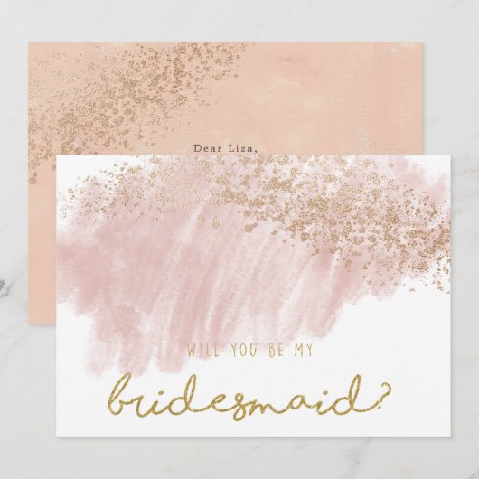 Roze goud roos zwarte spuitnevel kaart (Voorkant / Achterkant)