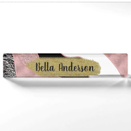 Roze Goud Roze Abstract Golf Modern Glam Trendmati Naambordje