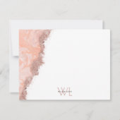 Roze Goud Roze Agate Geode Glitter Monogram Notiti Bedankkaart (Voorkant)