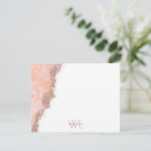 Roze Goud Roze Agate Geode Glitter Monogram Notiti Bedankkaart (Staand voorkant)