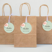 Roze goud roze bloem sage groen dank je ronde sticker