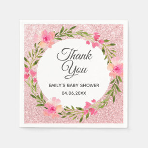 Roze Goud Roze Bloemenkrans Dank Je Baby Shower Servet