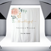 Roze goud roze bloemige trouwbegroeting wandkleed