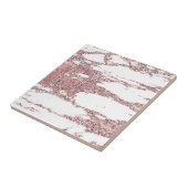 Roze Goud Roze Blush Glitter Glans Marmer Tegeltje (Zijkant)