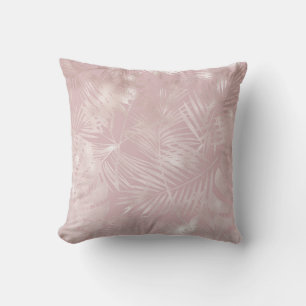 Roze Goud Roze Botanische Tropische Palmboom Blade Kussen