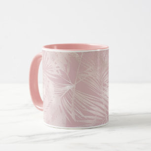 Roze Goud Roze Botanische Tropische Palmboom Blade Mok