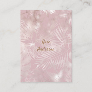 Roze Goud Roze Botanische Tropische Palmboom Blade Visitekaartje