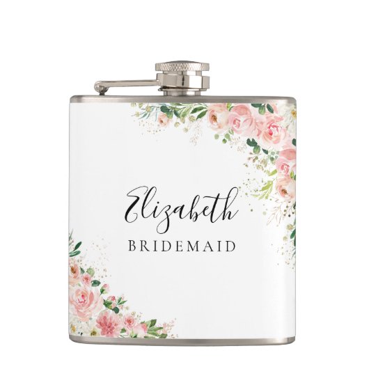 Roze Goud Roze Bruilofts Bruiloftfeest Heupfles (Voorkant)