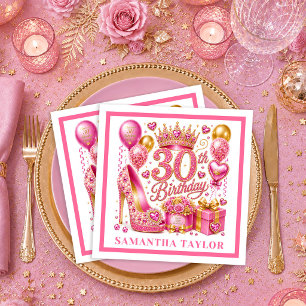 Roze Goud Roze Confetti 30e Verjaardag Servetten
