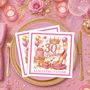 Roze Goud Roze Confetti 30e Verjaardag Servetten