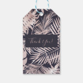 Roze Goud Roze Donkere Tropische Palmboom Bladeren Cadeaulabel (Achterkant)