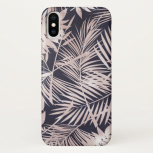 Roze Goud Roze Donkere Tropische Palmboom Bladeren Case-Mate iPhone Case