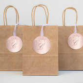 Roze goud roze druppels monogram initiaal ronde sticker