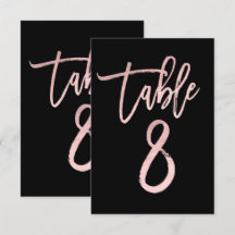 Roze Goud Roze Folie Modern Schrift Tafelnummer 8