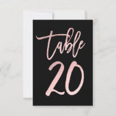 Roze Goud Roze Folie Moderne Script Tafel Nummer 2 Kaart (Voorkant)